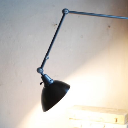 Midgard deep grey blue wall lamp with wide black shade