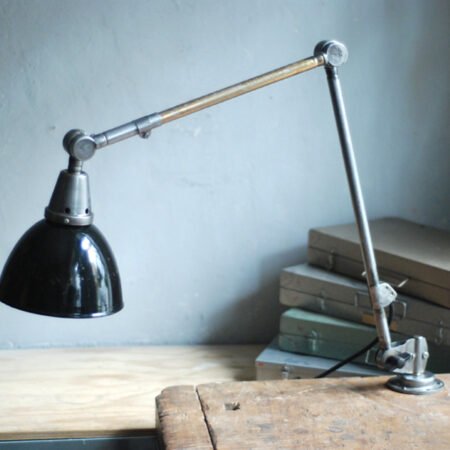 Midgard old hinged lamp in steel look with enameled shade