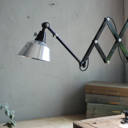 Midgard big renovated scissor lamp with aluminium shade